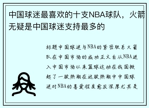 中国球迷最喜欢的十支NBA球队，火箭无疑是中国球迷支持最多的